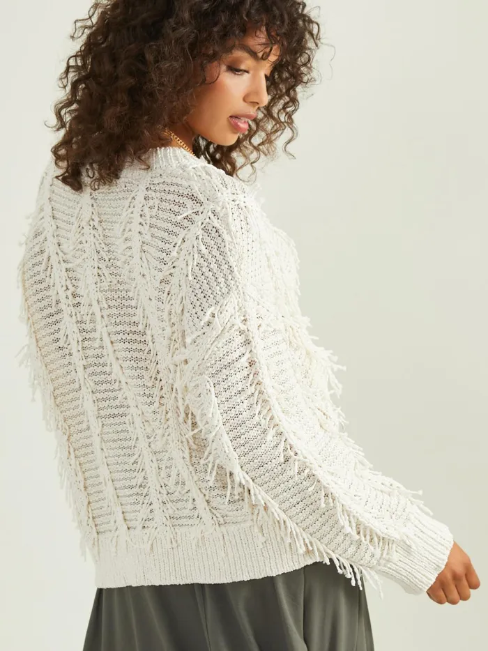 Women Oversized Fringe Sweater Ivory Altar039d State Sweaters