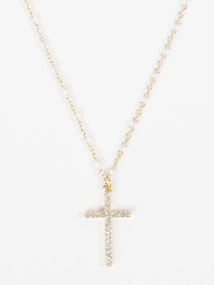 Women Painted Chain Cross Necklace Whitegold Altar039d State Jewelry