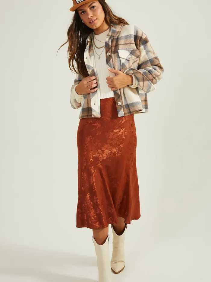 Women Palmer Plaid Fleece Shacket Ivorybrown Altar039d State Jackets