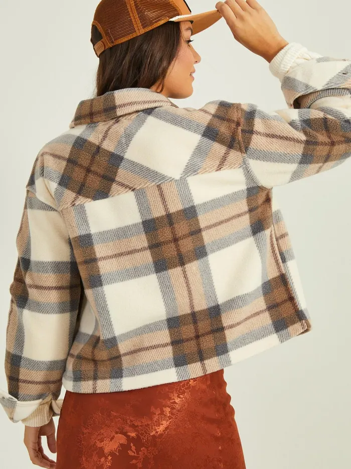 Women Palmer Plaid Fleece Shacket Ivorybrown Altar039d State Jackets