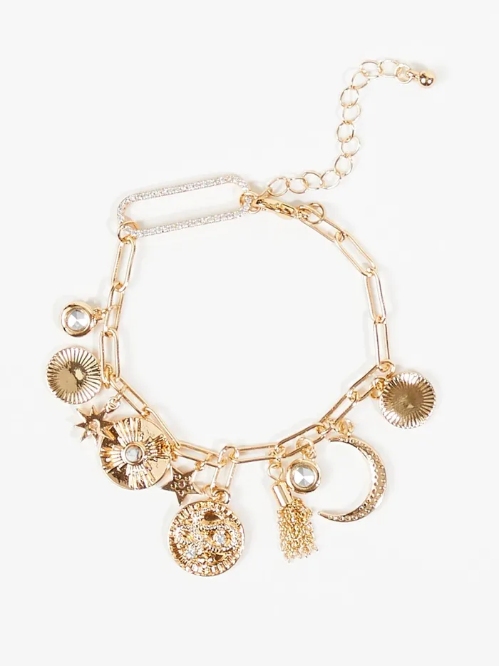 Women Paperclip Celestial Charm Bracelet Gold Altar039d State Jewelry