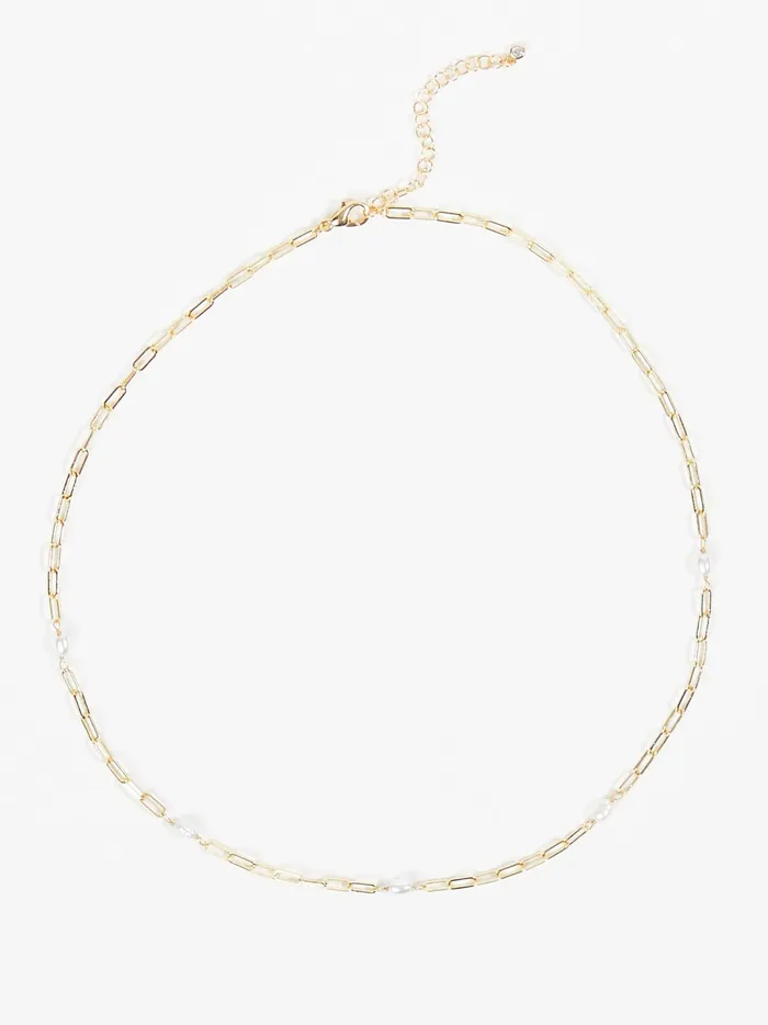 Women Pearl Paperclip Chain Necklace Gold Altar039d State Jewelry