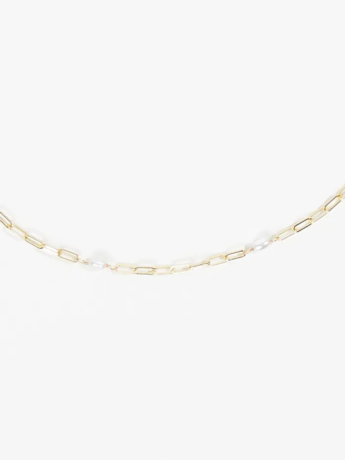 Women Pearl Paperclip Chain Necklace Gold Altar039d State Jewelry