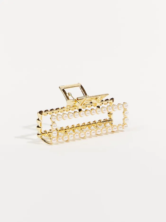 Women Pearl Rectangle Claw Clip Pearl Altar039d State Hair Accessories