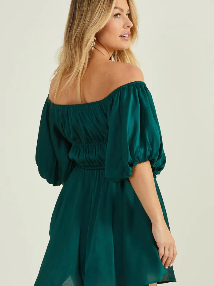 Women Penelope Puff Sleeve Dress Huntergreen Altar039d State Casual