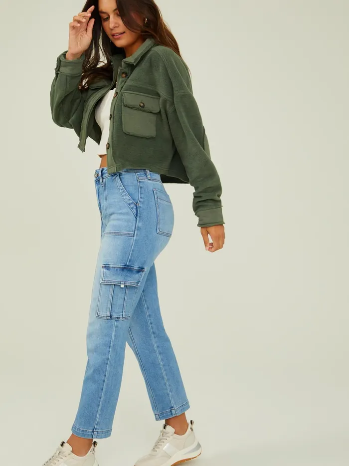 Women Perla Cropped Shacket Olive Altar039d State Jackets