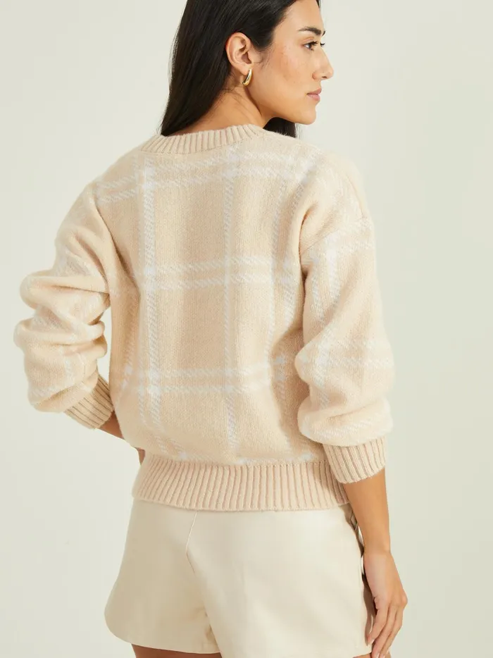 Women Peyton Plaid Sweater Almond Altar039d State Sweaters