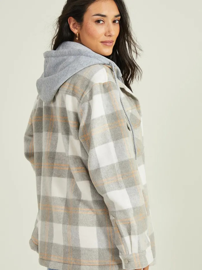 Women Poppy Hooded Shacket Ivorygrey Altar039d State Jackets