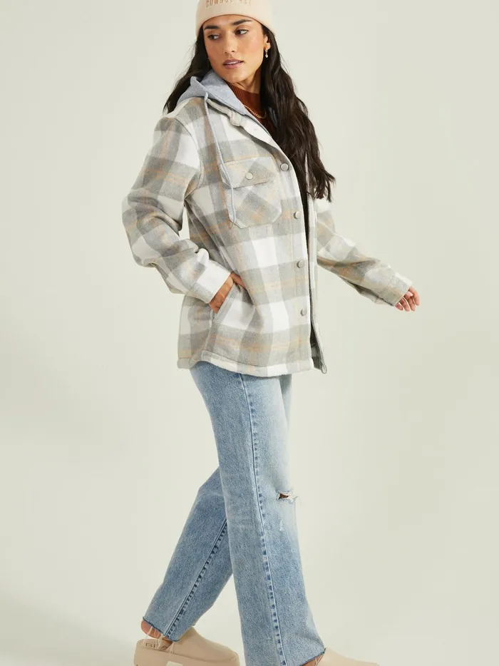 Women Poppy Hooded Shacket Ivorygrey Altar039d State Jackets