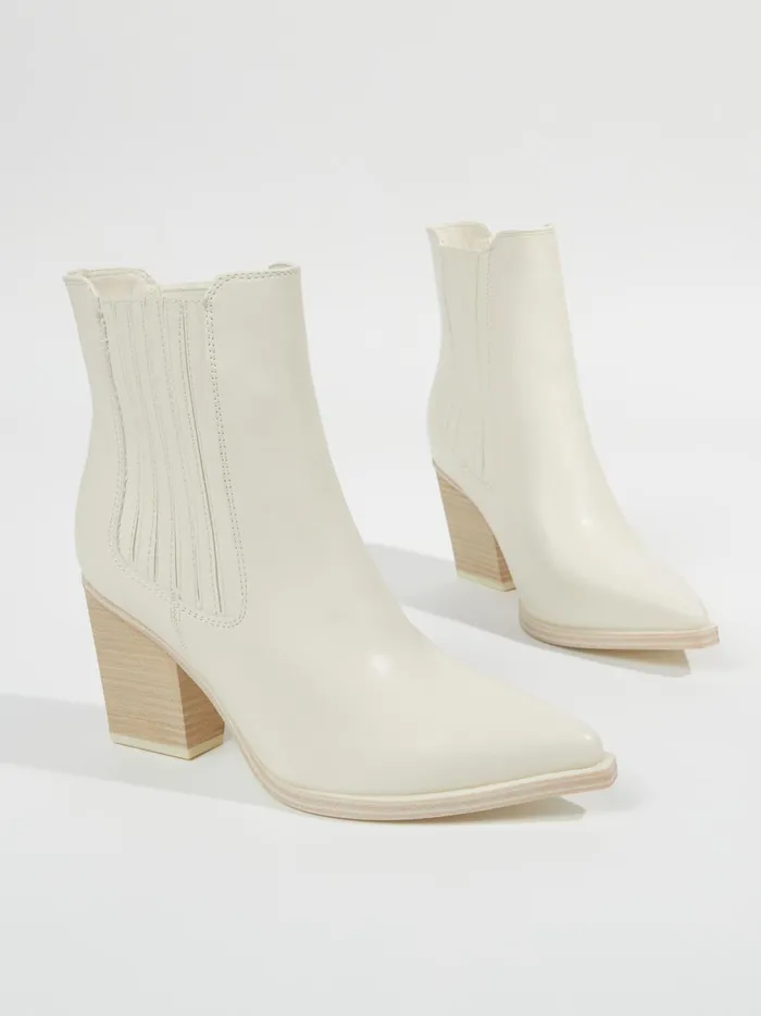 Women Prairie Stitched Heeled Booties Bone Altar039d State Boots Booties