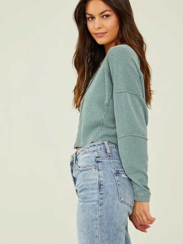 Women Rachel Ribbed Cropped Top Moss Altar039d State Blouses
