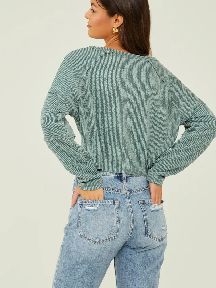 Women Rachel Ribbed Cropped Top Moss Altar039d State Blouses