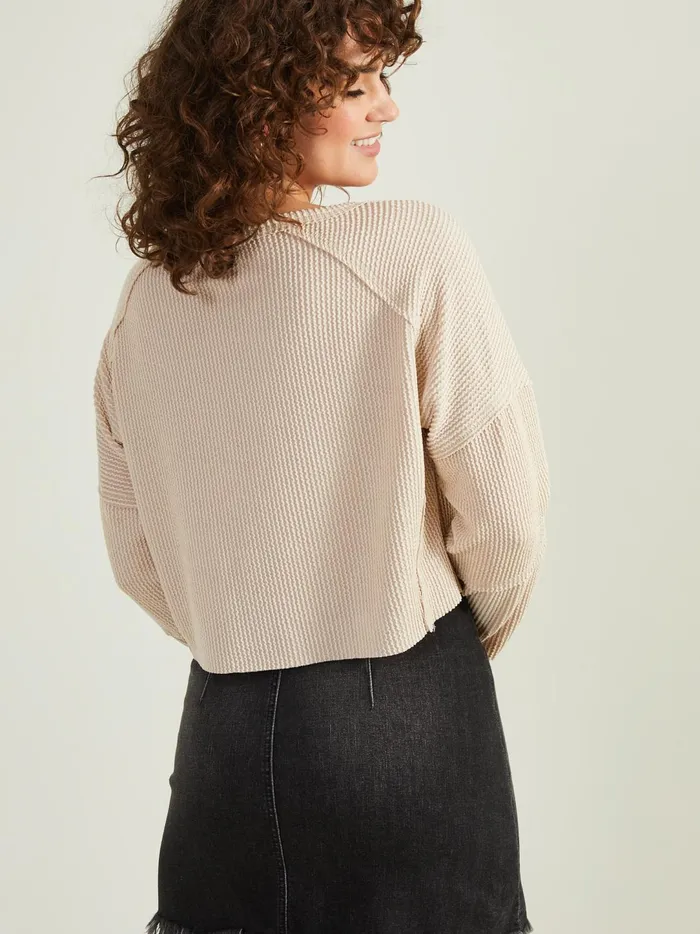 Women Rachel Ribbed Cropped Top Oat Altar039d State Blouses