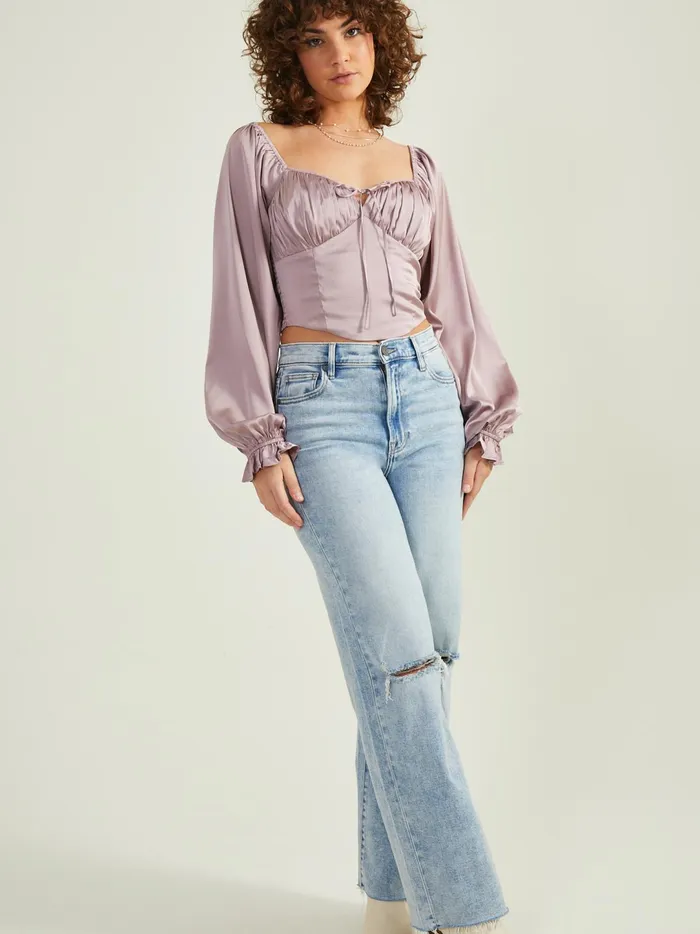 Women Raven Satin Corset Top Dustypurple Altar039d State Blouses
