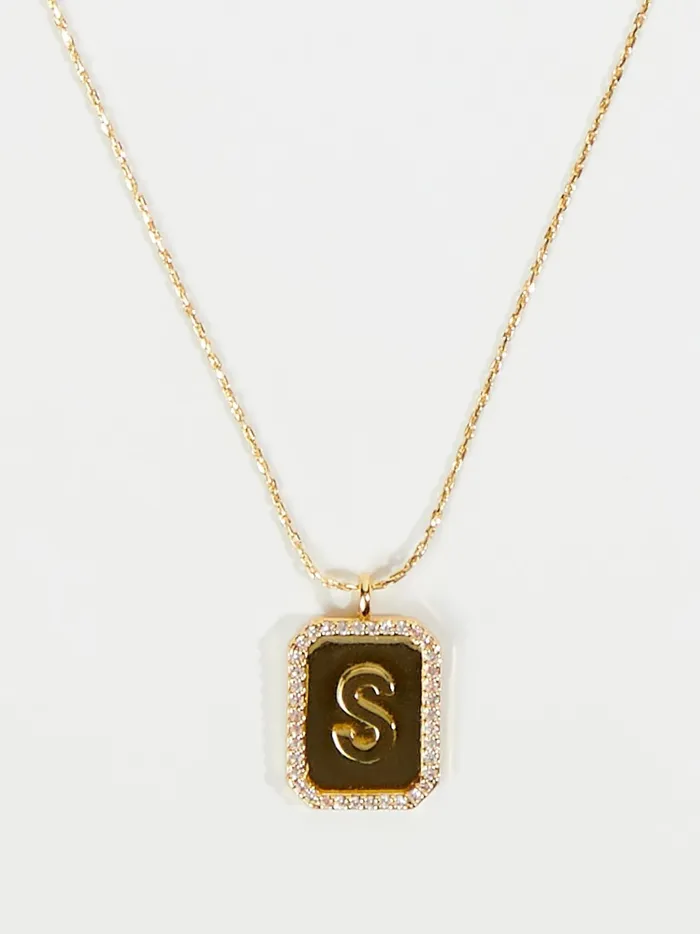 Women Rhinestone Lined Monogram Pendant Necklace 8211 S Gold Altar039d State Jewelry Women Rhinestone Lined Monogram Pendant Necklace 8211 S Gold Altar039d State Jewelry