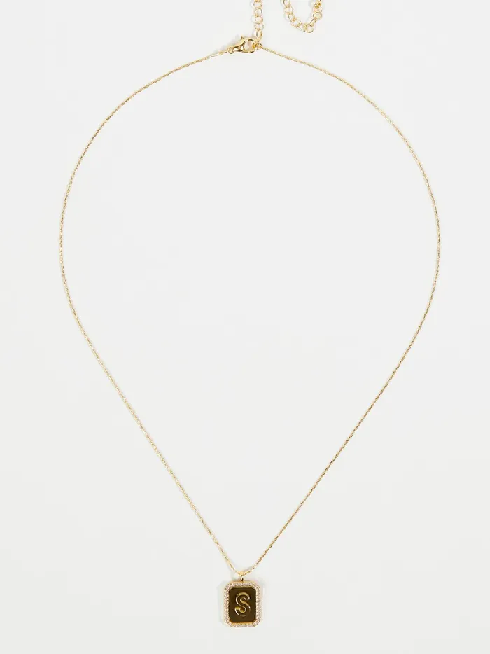 Women Rhinestone Lined Monogram Pendant Necklace 8211 S Gold Altar039d State Jewelry