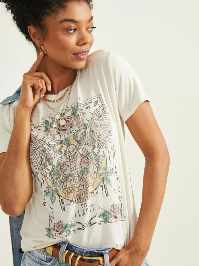 Women Rock N Roll Graphic Tee Oat Altar039d State Graphics