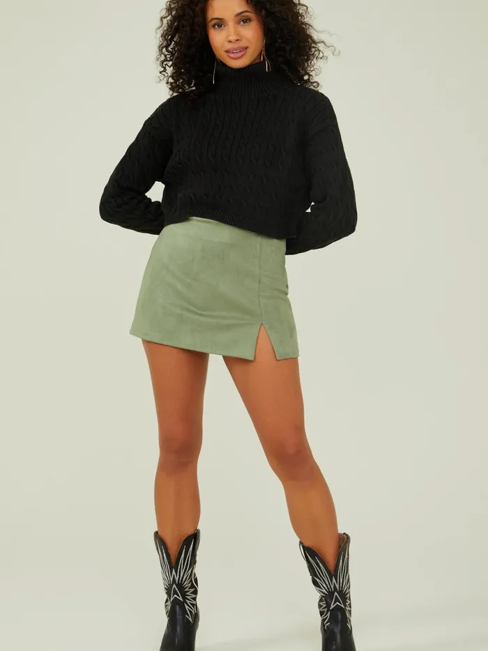 Women Rory Suede Notch Skirt Green Altar039d State Skirts Skorts