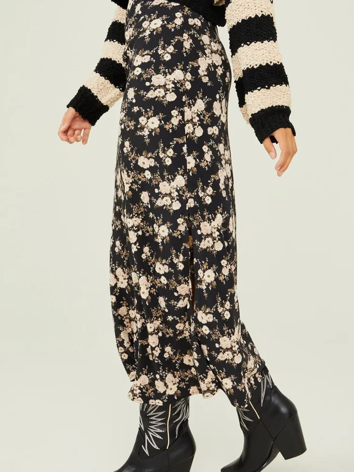 Women Rose Floral Maxi Skirt Black Altar039d State Skirts Skorts