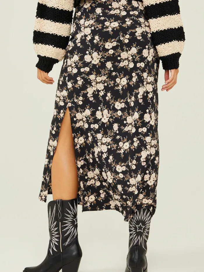 Women Rose Floral Maxi Skirt Black Altar039d State Skirts Skorts