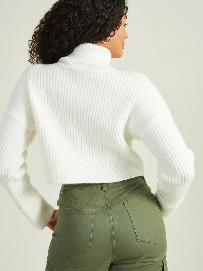Women Rue Cropped Turtleneck Sweater Ivory Altar039d State Sweaters
