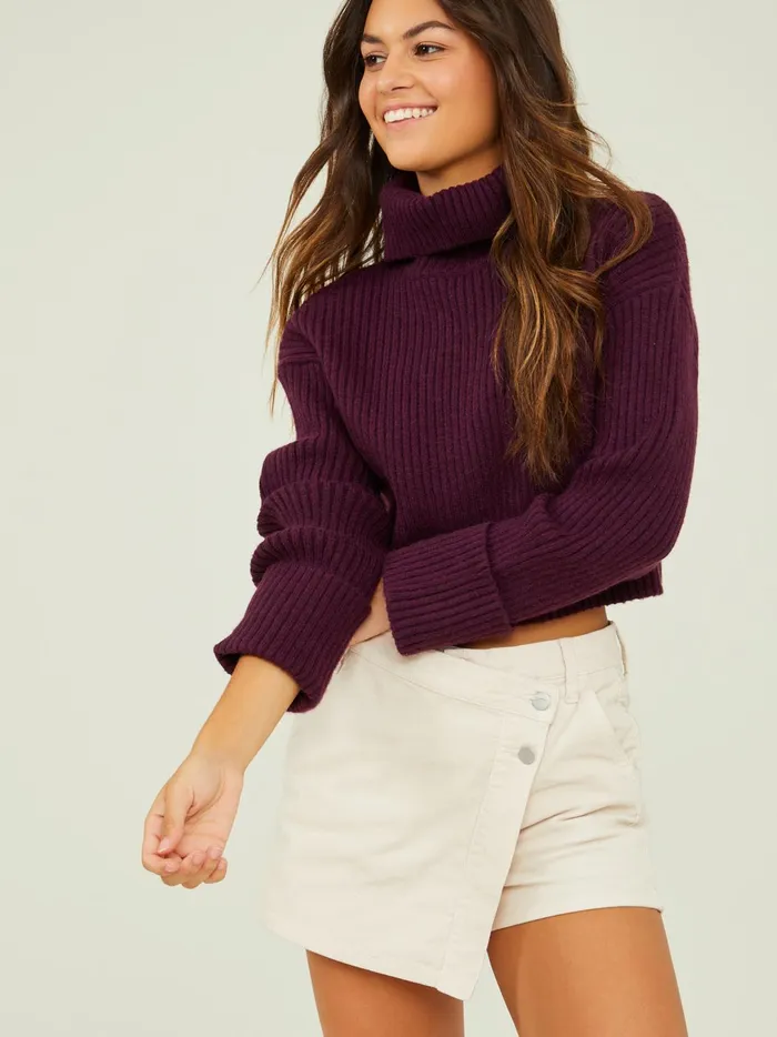 Women Rue Cropped Turtleneck Sweater Winetasting Altar039d State Sweaters