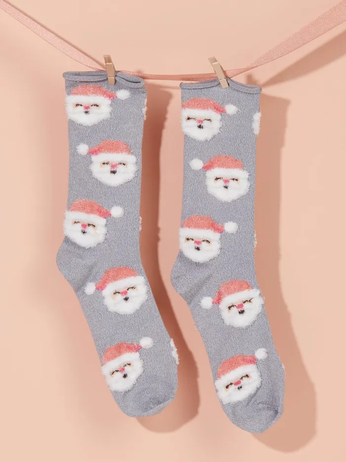 Women Santa Claus Cozy Socks Gray Altar039d State Socks