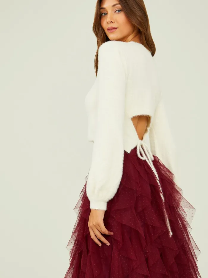 Women Sasha Cropped Eyelash Sweater Ivory Altar039d State Sweaters