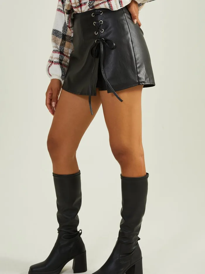 Women Scarlett Vegan Leather Skort Black Altar039d State Skirts Skorts