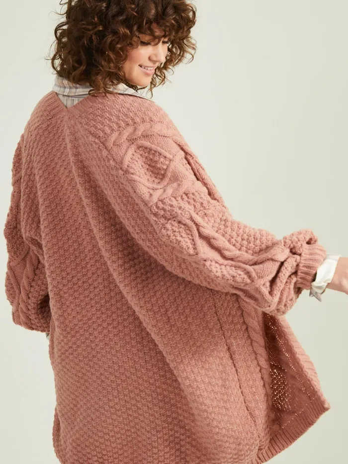 Women Serenity Cable Knit Oversized Cardigan Mauve Altar039d State Sweaters