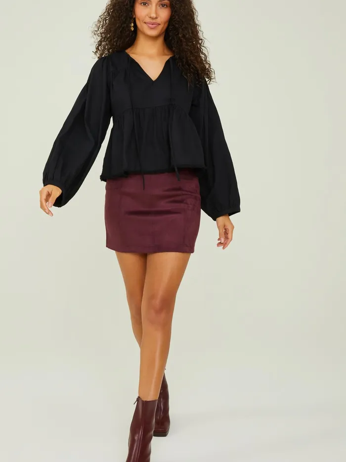 Women Sidney Tie Tiered Top Black Altar039d State Blouses