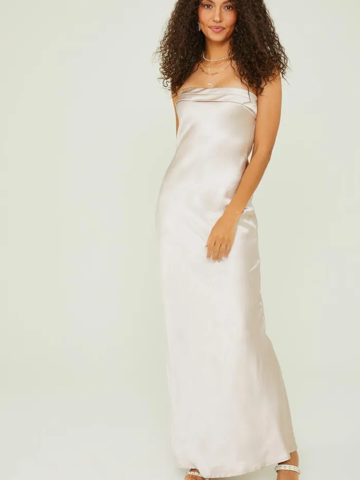 Women Sloane Strapless Satin Maxi Dress Ecru Altar039d State Maxi Midi