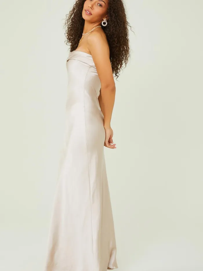 Women Sloane Strapless Satin Maxi Dress Ecru Altar039d State Maxi Midi