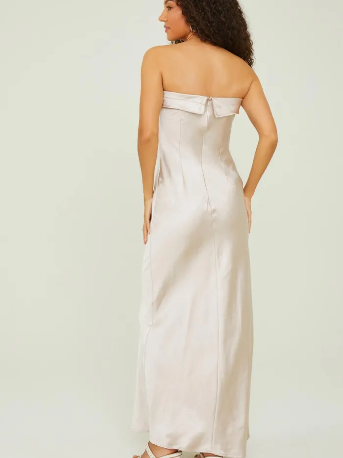 Women Sloane Strapless Satin Maxi Dress Ecru Altar039d State Maxi Midi