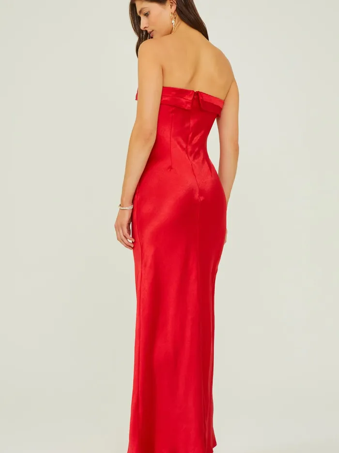 Women Sloane Strapless Satin Maxi Dress Red Altar039d State Maxi Midi