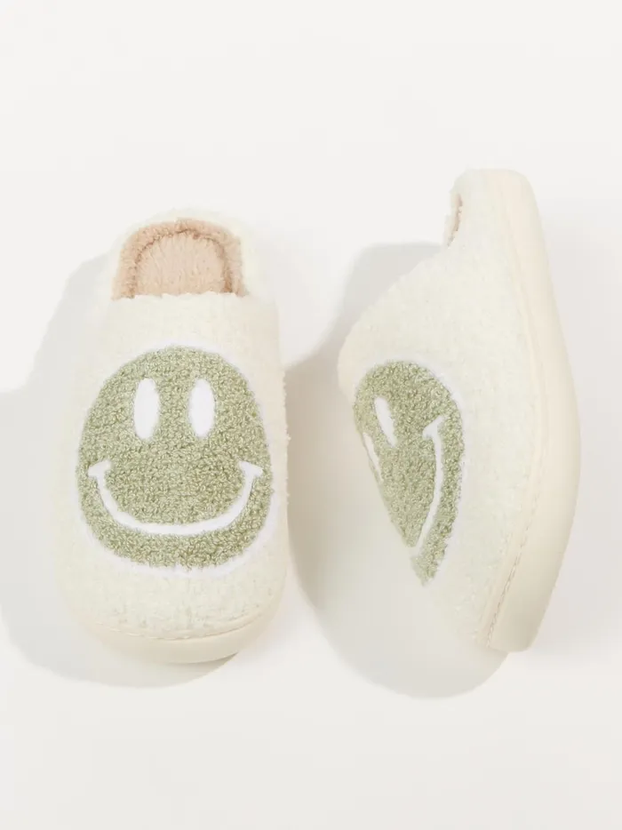 Women Smiley Face Cozy Slippers Sage Altar039d State Slippers