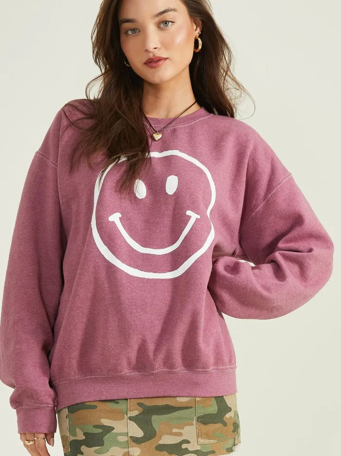 Women Smiley Oversized Sweatshirt Crushberry Altar039d State Graphics