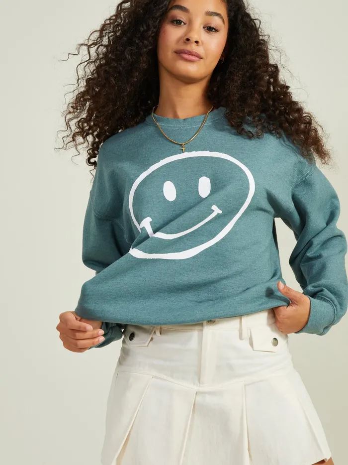 Women Smiley Oversized Sweatshirt Silverpine Altar039d State Graphics