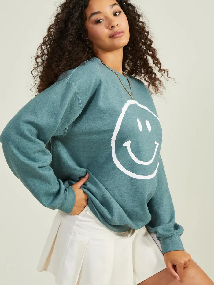 Women Smiley Oversized Sweatshirt Silverpine Altar039d State Graphics