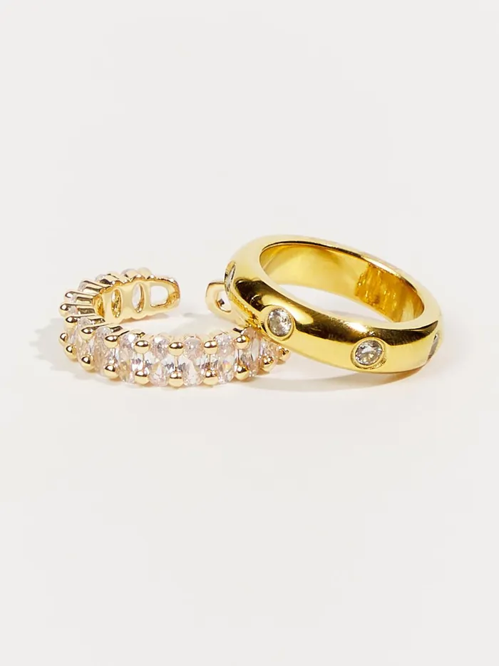 Women Stainless Steel Crystal Ring Set Gold Altar039d State Jewelry