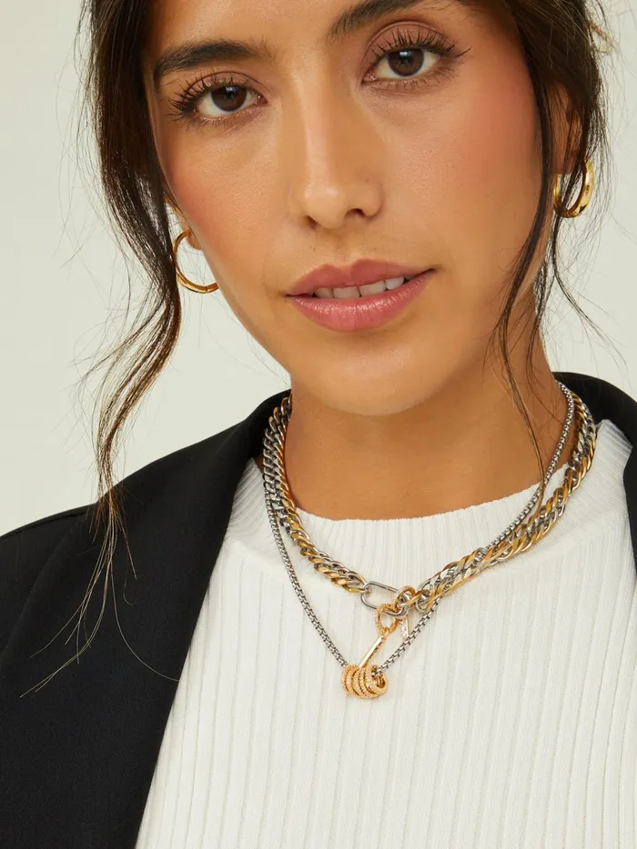 Women Stainless Steel Layered Curb Chain Necklace Mxm Altar039d State Jewelry Women Stainless Steel Layered Curb Chain Necklace Mxm Altar039d State Jewelry