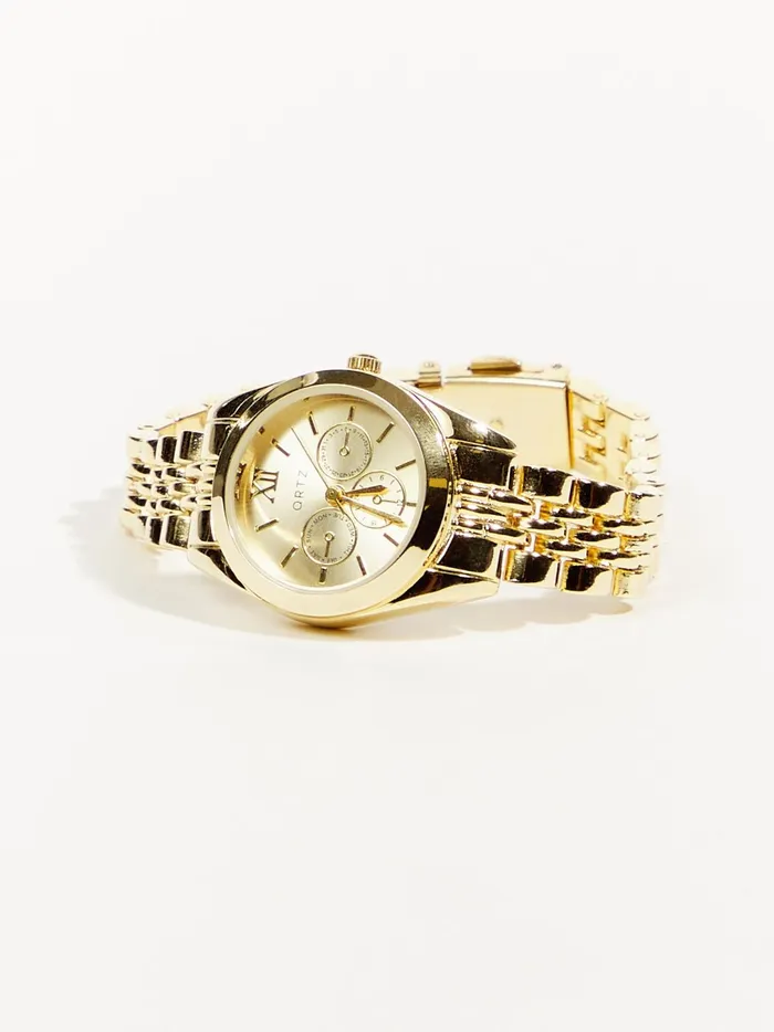 Women Stainless Steel Link Round Face Watch Gold Altar039d State Jewelry