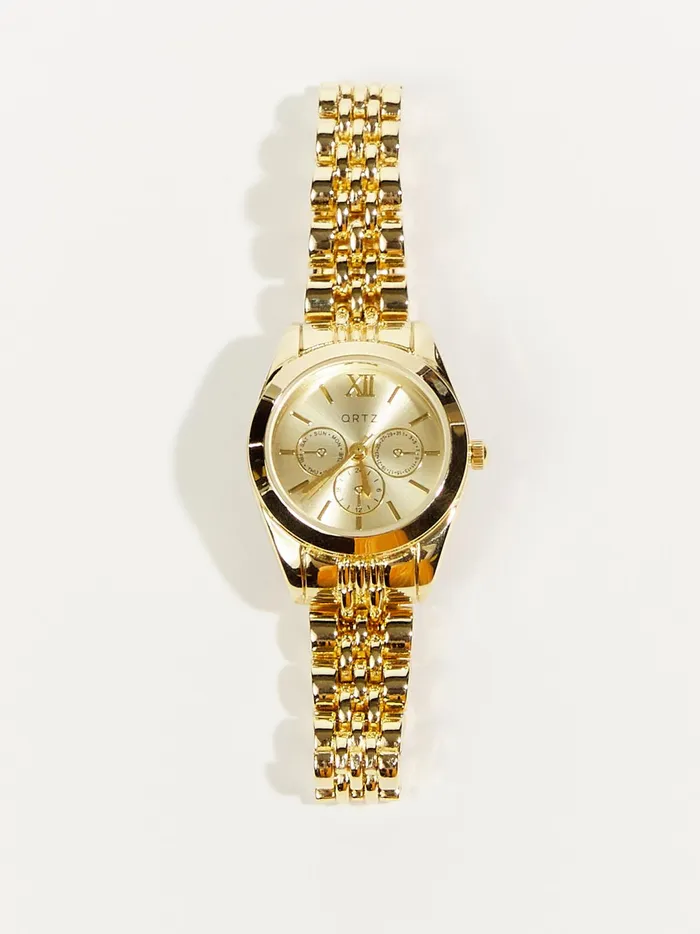 Women Stainless Steel Link Round Face Watch Gold Altar039d State Jewelry