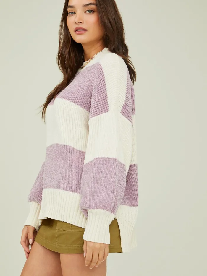Women Stella Striped Sweater Ivorylavender Altar039d State Sweaters