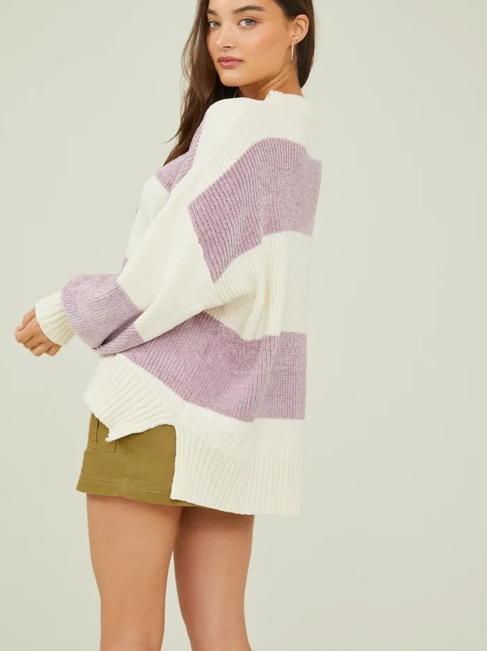 Women Stella Striped Sweater Ivorylavender Altar039d State Sweaters