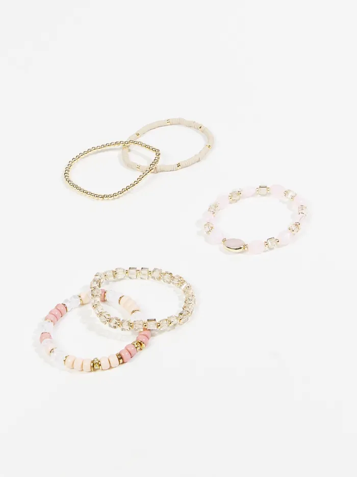 Women Stone And Glass Beaded Bracelet Set Mauve Altar039d State Jewelry