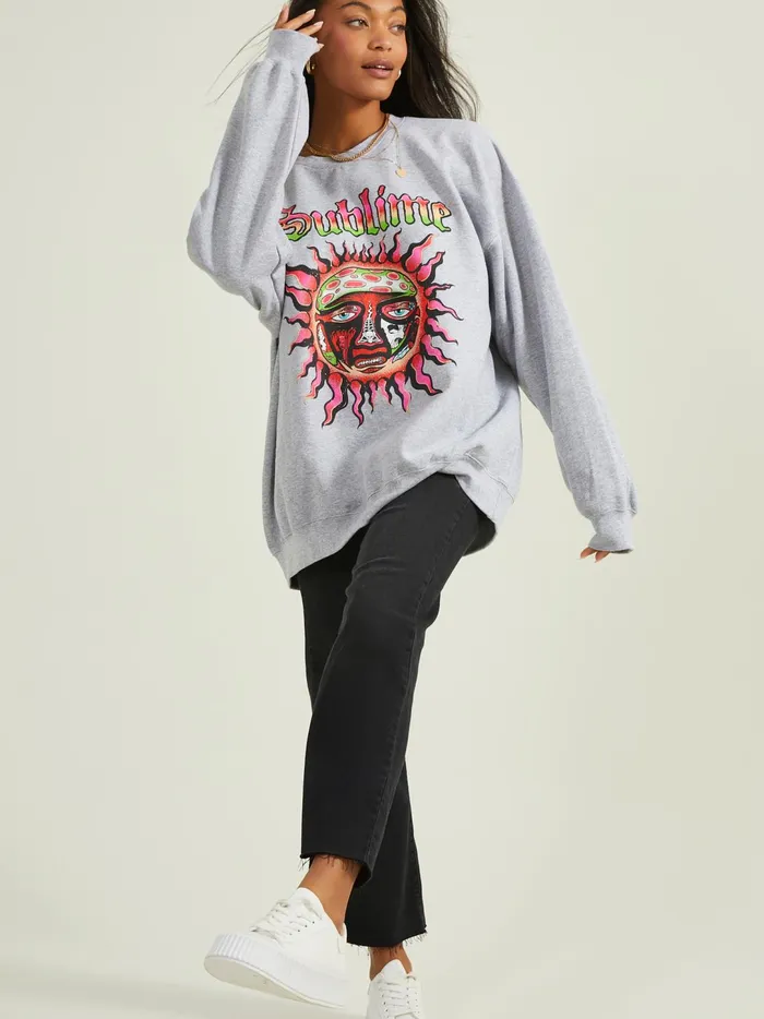 Women Sublime Oversized Sweatshirt Heathergrey Altar039d State Graphics