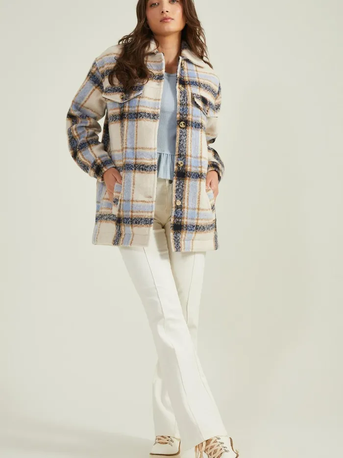 Women Thalia Plaid Shacket Ivorynavy Altar039d State Jackets