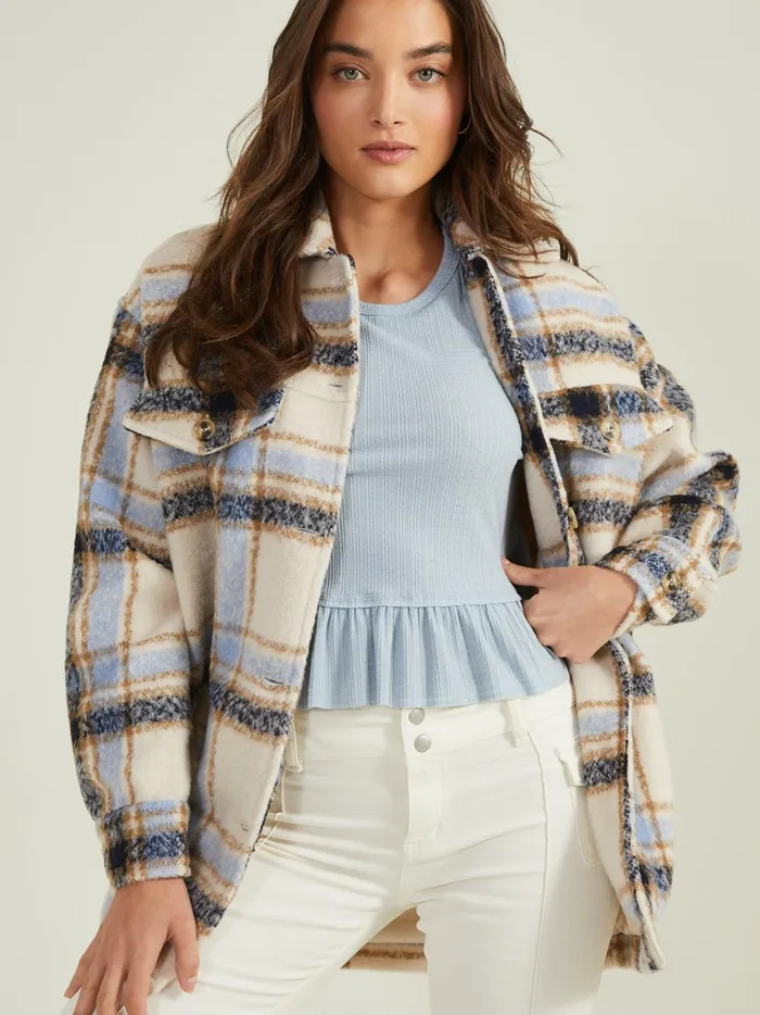 Women Thalia Plaid Shacket Ivorynavy Altar039d State Jackets