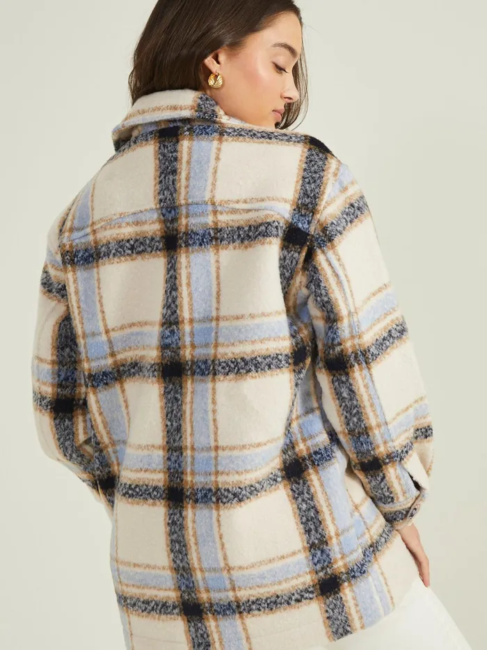 Women Thalia Plaid Shacket Ivorynavy Altar039d State Jackets